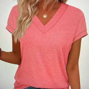 Women's Pink V-Neck Top